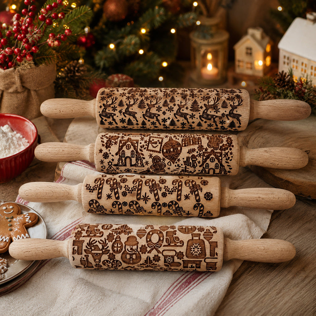 Christmas Embossed Rolling Pin — Choice of Design