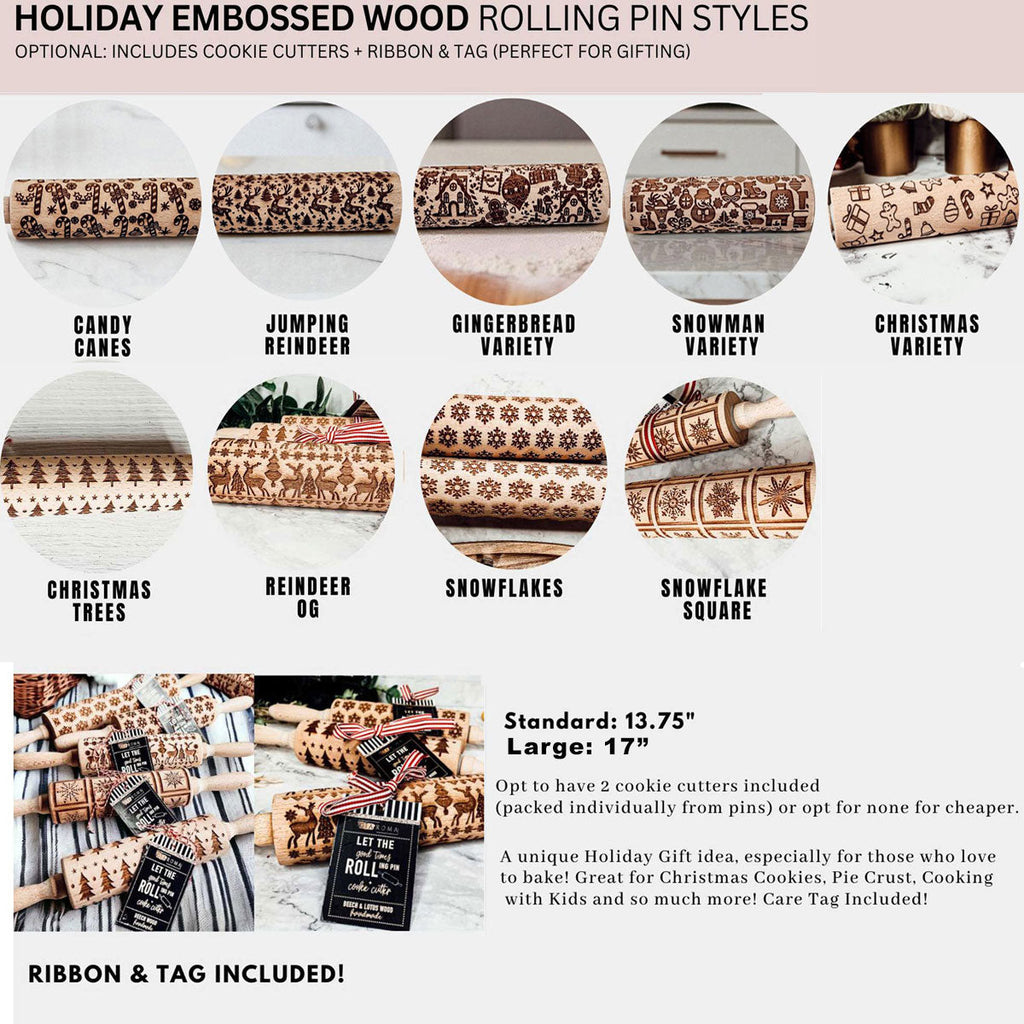 Christmas Embossed Rolling Pin — Choice of Design