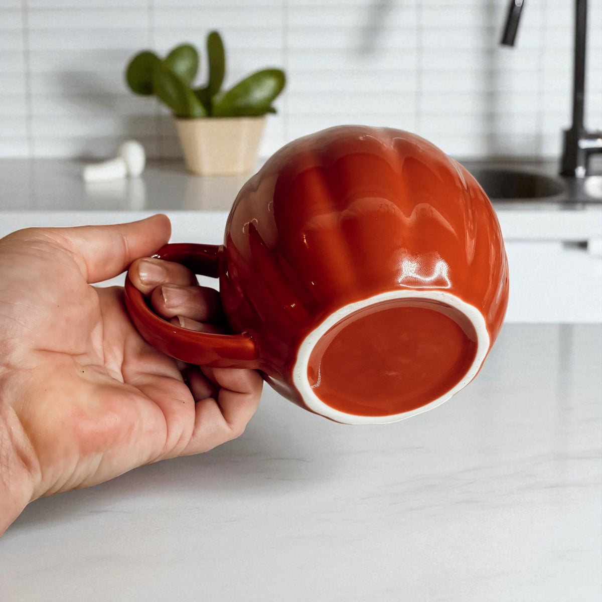 Pumpkin-Shaped Ceramic Mug — 16.8 oz