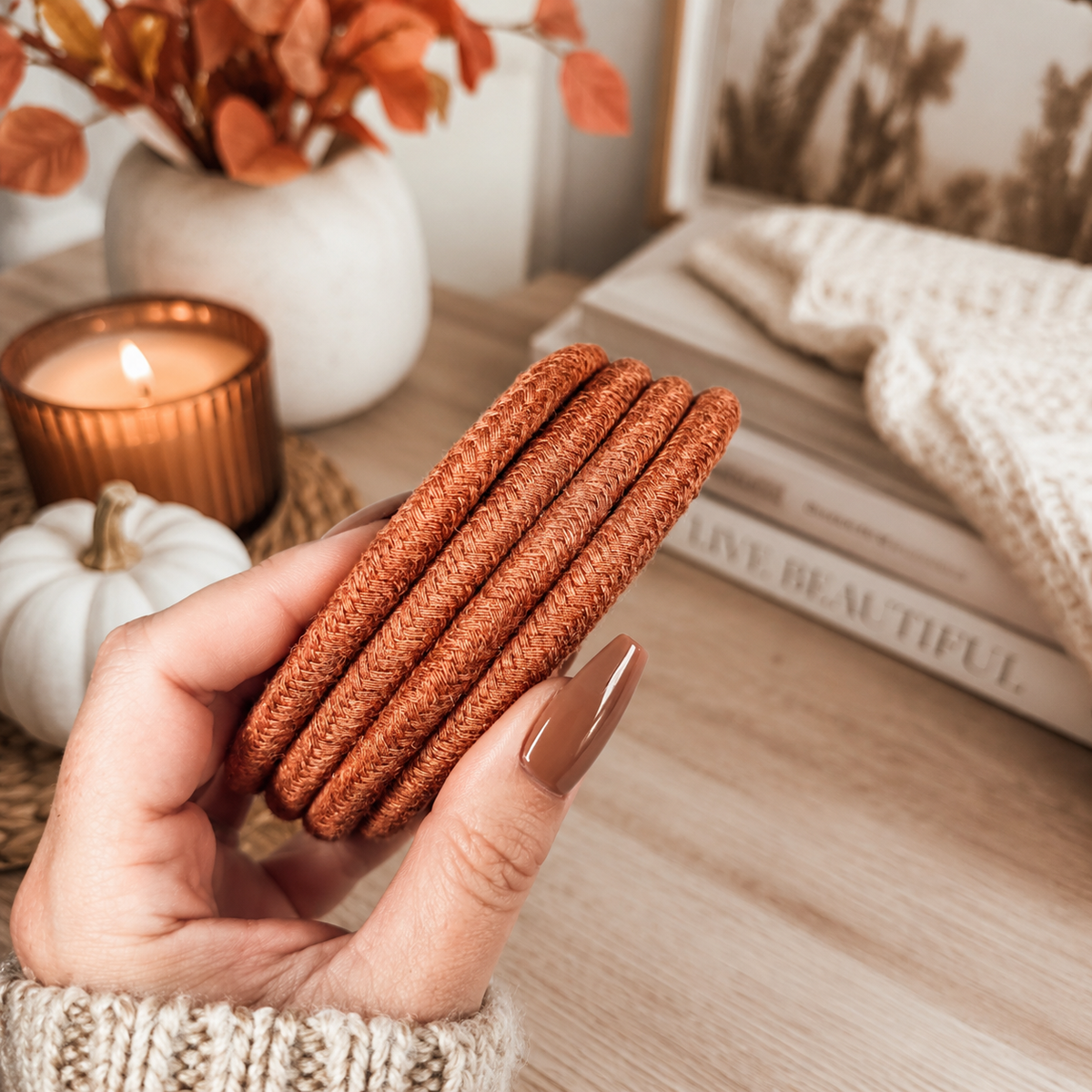 Braided Fall Fabric Coasters — Choice of Set