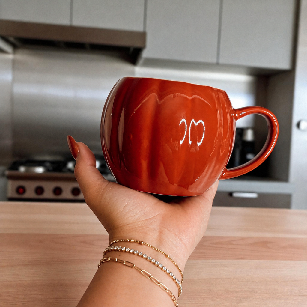 Pumpkin-Shaped Ceramic Mug — 16.8 oz