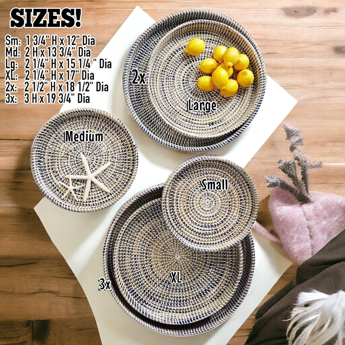 Handwoven Seagrass Trays — 6 Sizes