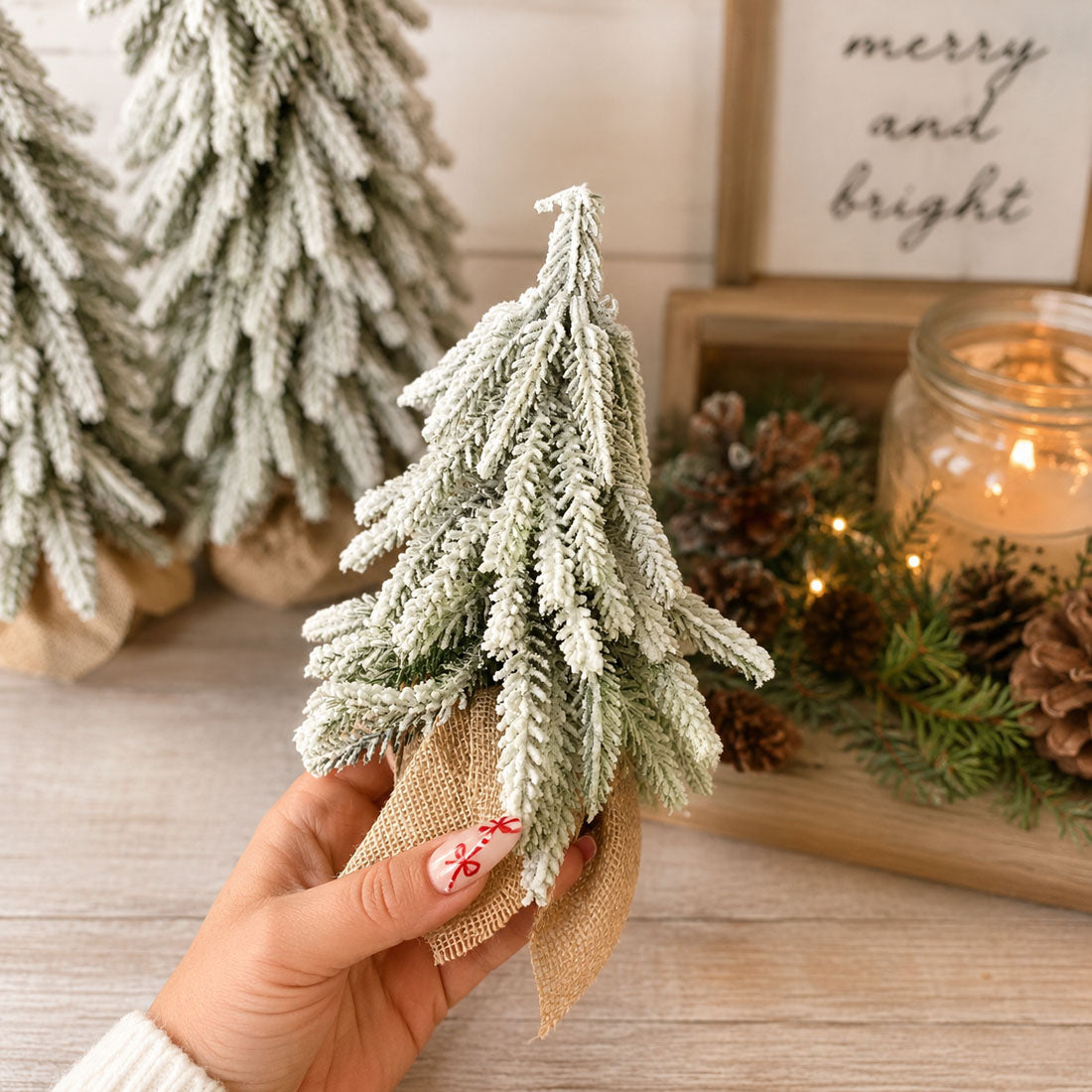 Snow-Covered Tabletop Christmas Trees