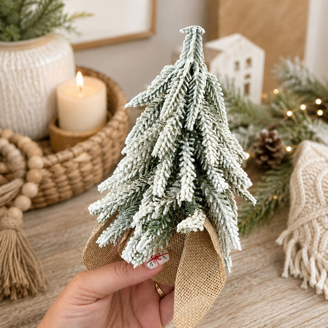 Snow-Covered Tabletop Christmas Trees