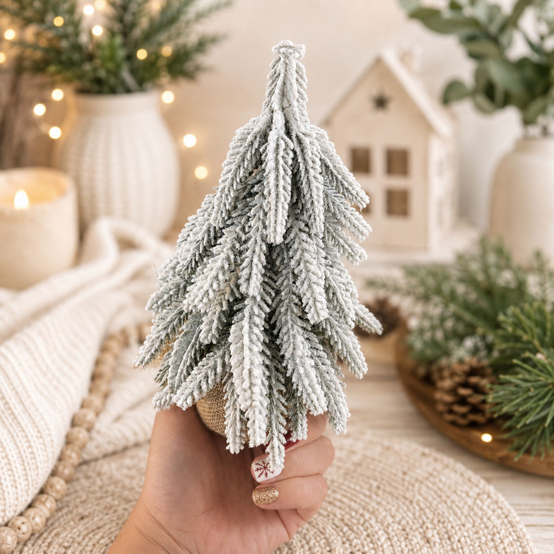 Snow-Covered Tabletop Christmas Trees