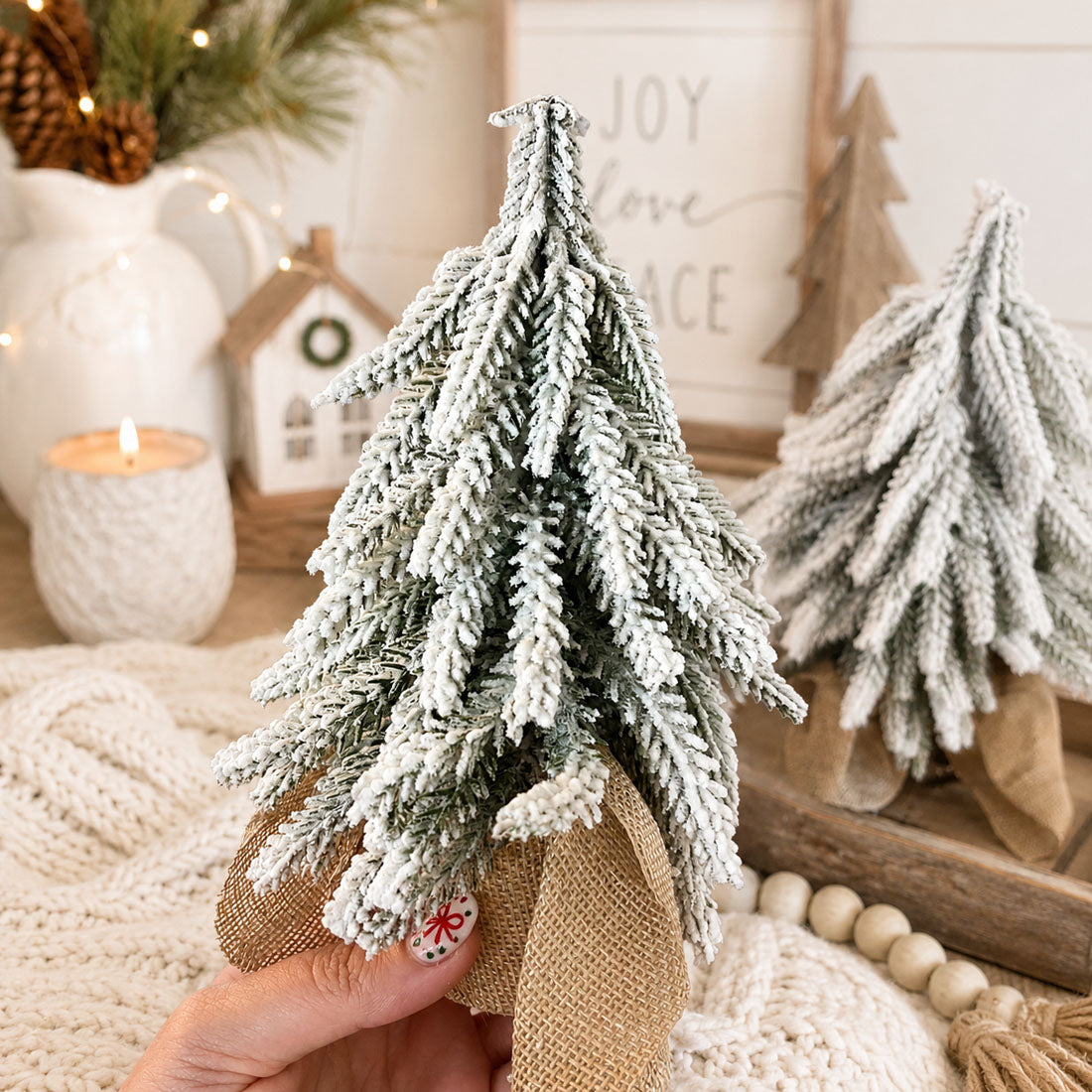 Snow-Covered Tabletop Christmas Trees