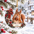 Personalized Squirrel Christmas Ornament — Custom Year