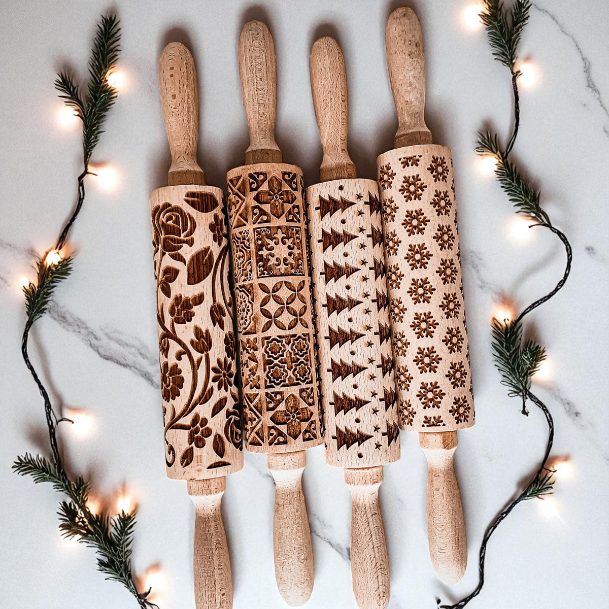 Christmas Embossed Rolling Pin — Choice of Design