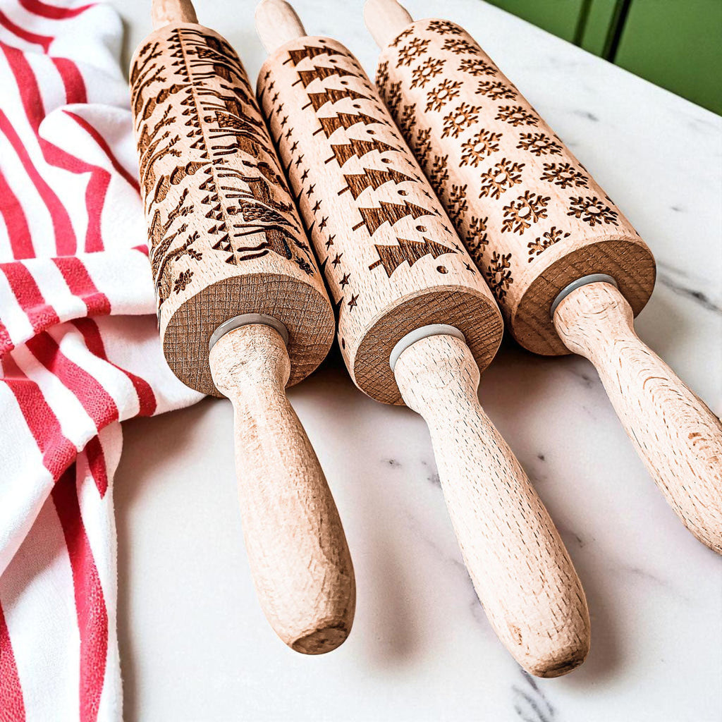 Christmas Embossed Rolling Pin — Choice of Design