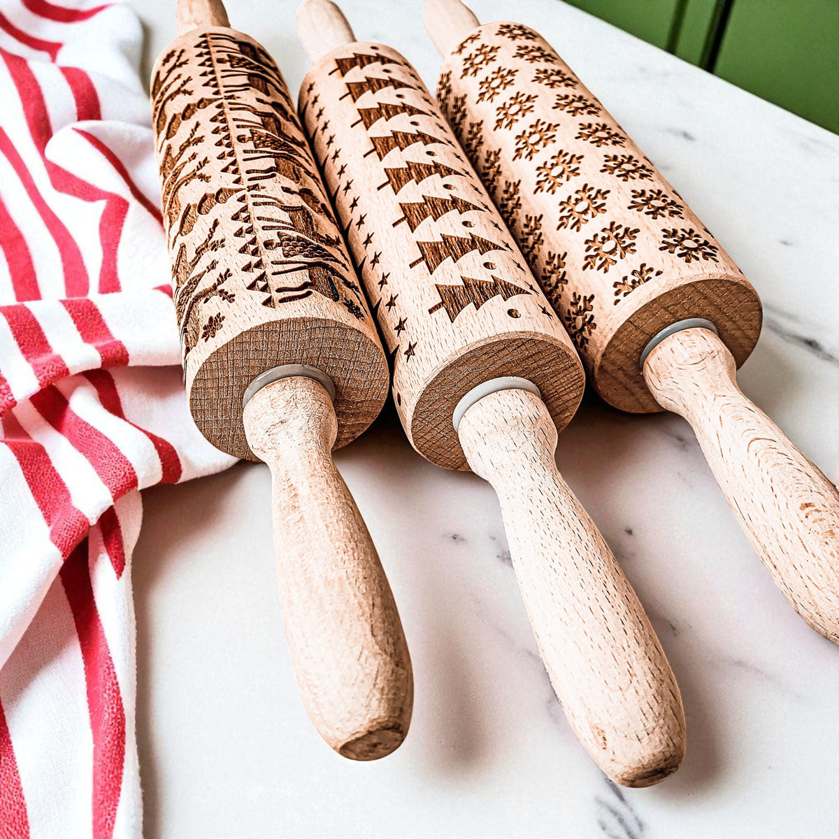 Christmas Embossed Rolling Pin — Choice of Design