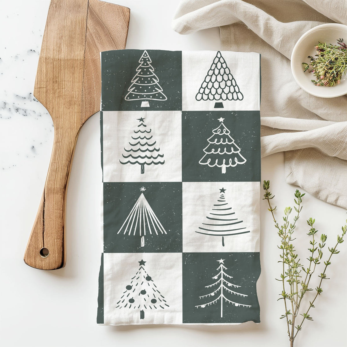 Christmas Flour Sack Kitchen Towel — Choice of Holiday Design