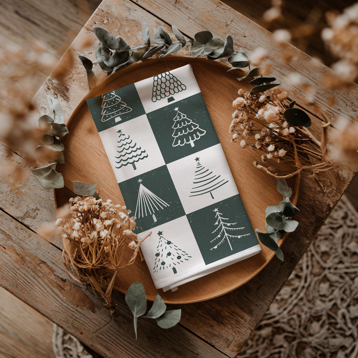 Christmas Flour Sack Kitchen Towel — Choice of Holiday Design