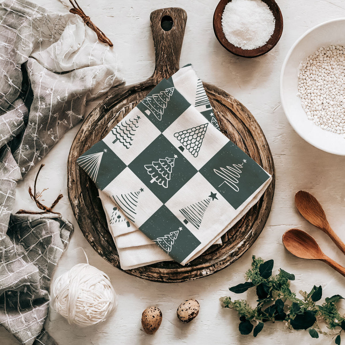 Christmas Flour Sack Kitchen Towel — Choice of Holiday Design
