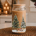 Christmas Tree Glass Tumbler with Straw – Retro Holiday Designs