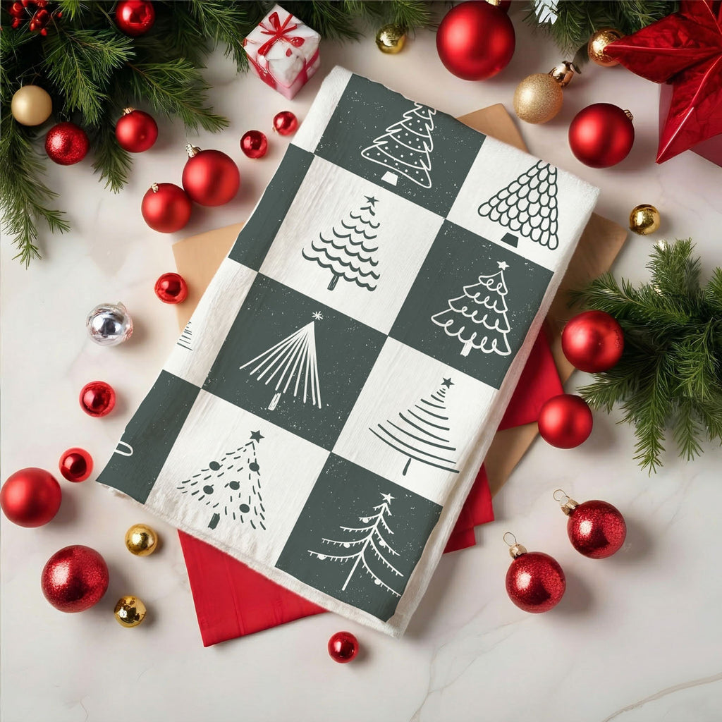 Christmas Flour Sack Kitchen Towel — Choice of Holiday Design