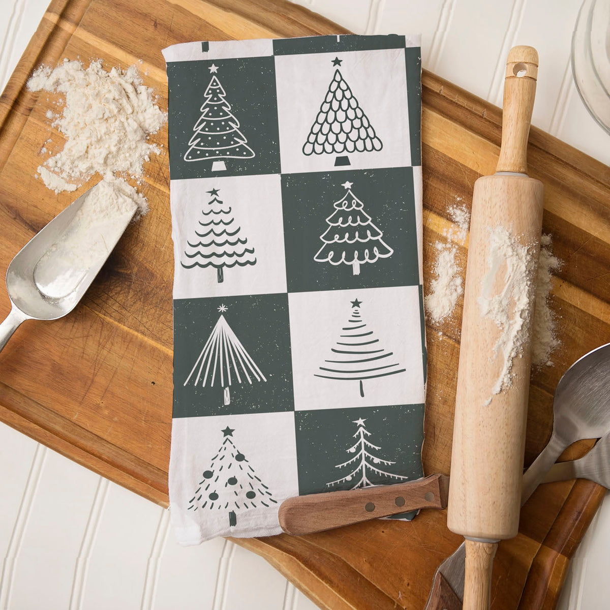 Christmas Flour Sack Kitchen Towel — Choice of Holiday Design