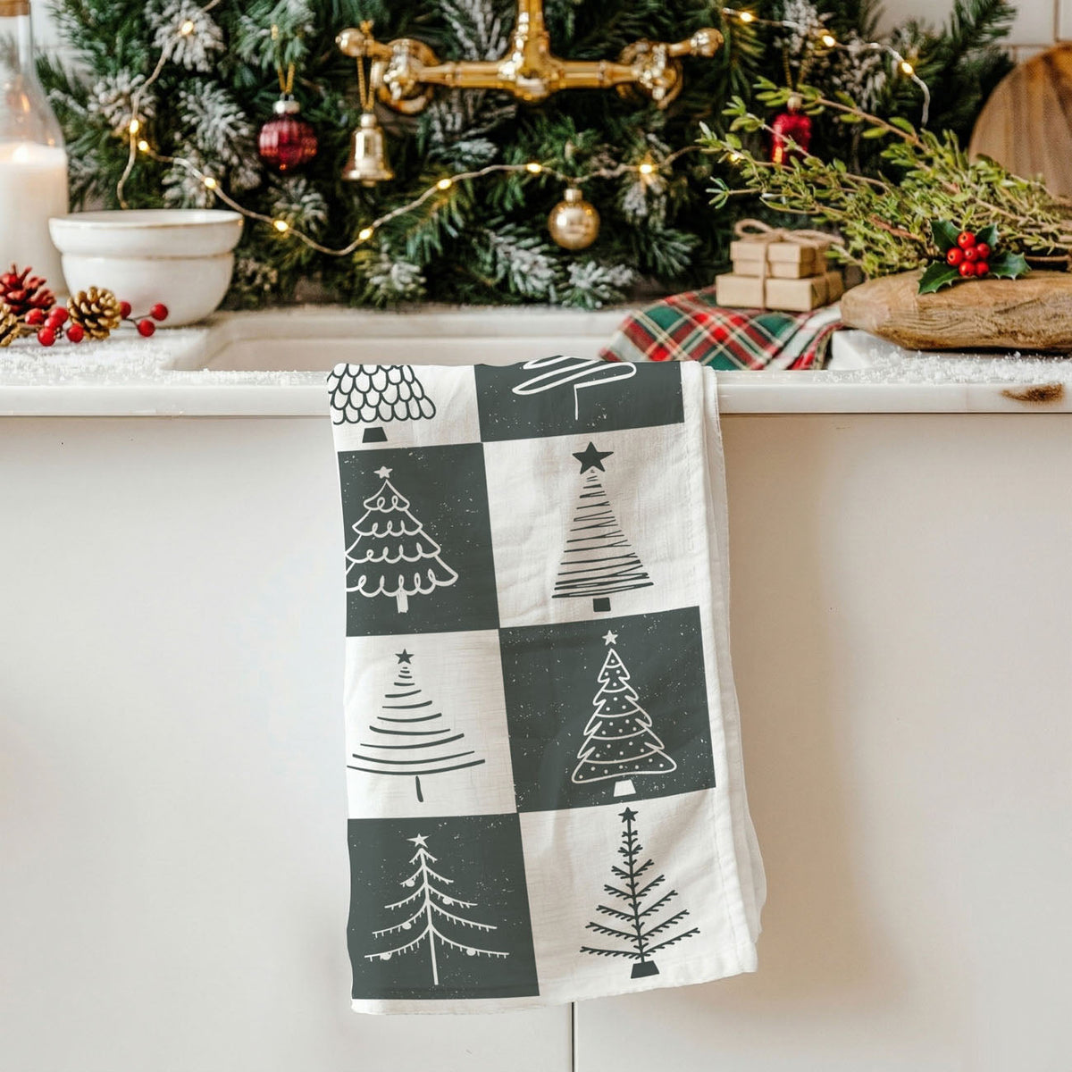 Christmas Flour Sack Kitchen Towel — Choice of Holiday Design