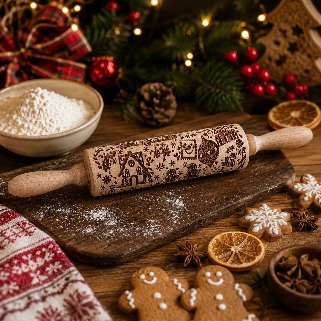 Christmas Embossed Rolling Pin — Choice of Design
