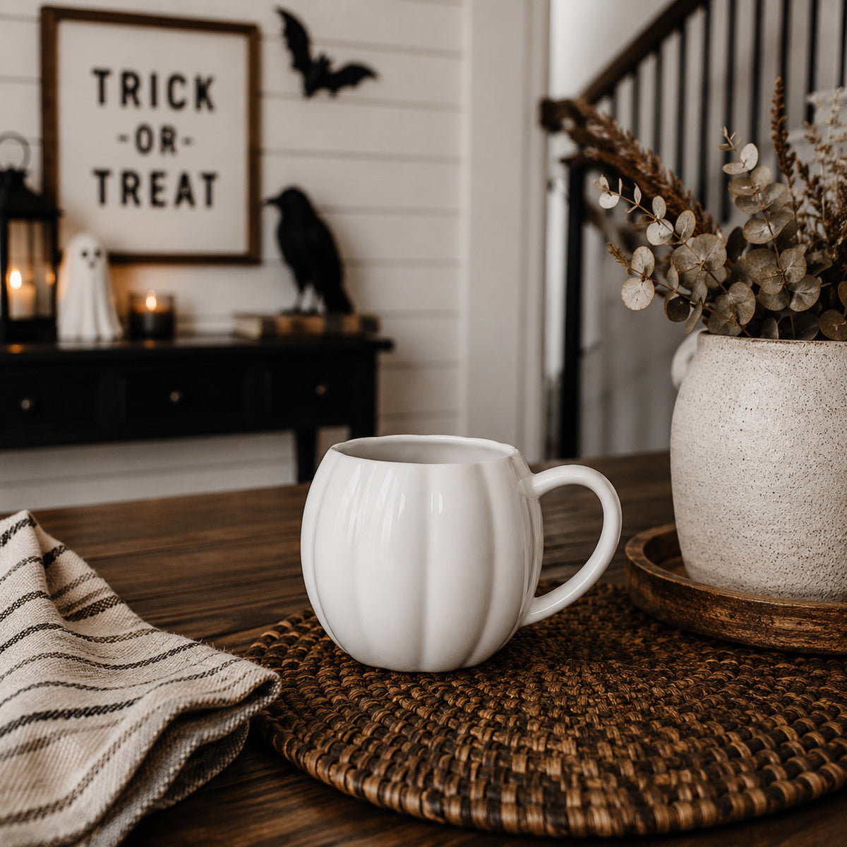 Pumpkin-Shaped Ceramic Mug — 16.8 oz