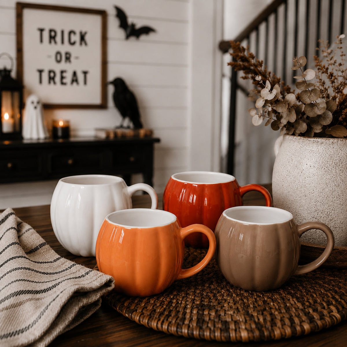 Pumpkin-Shaped Ceramic Mug — 16.8 oz