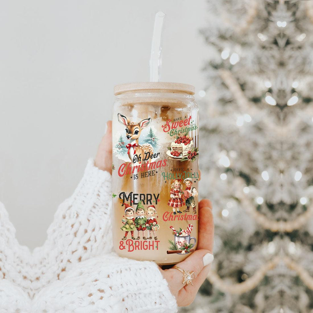 Vintage Christmas Glass Tumbler — 17 oz
