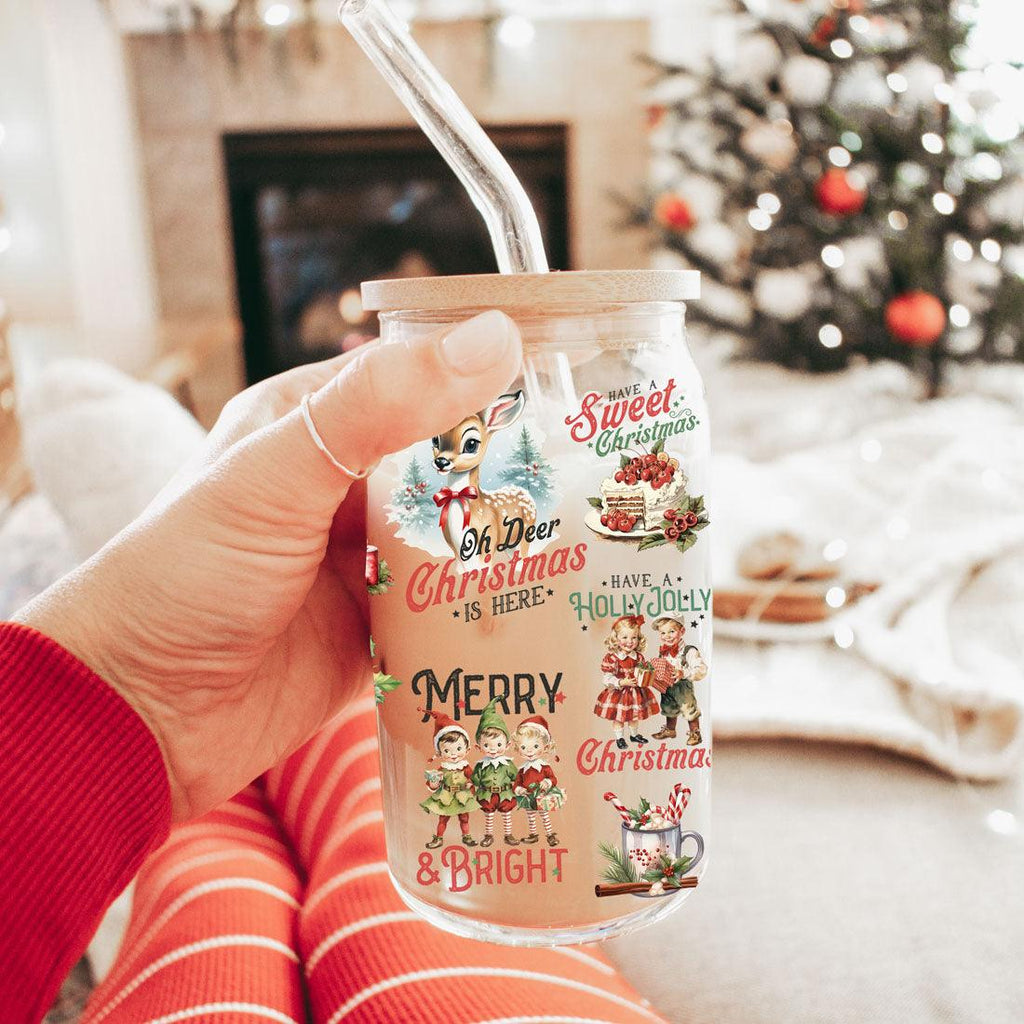 Vintage Christmas Glass Tumbler — 17 oz
