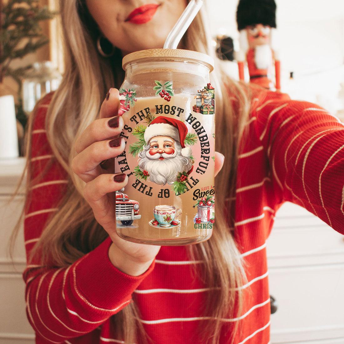 Vintage Christmas Glass Tumbler — 17 oz