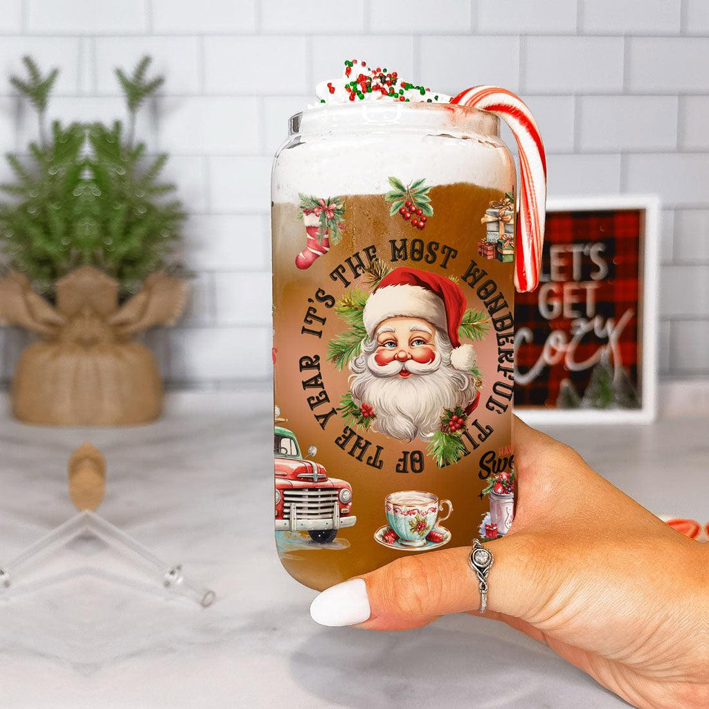 Vintage Christmas Glass Tumbler — 17 oz