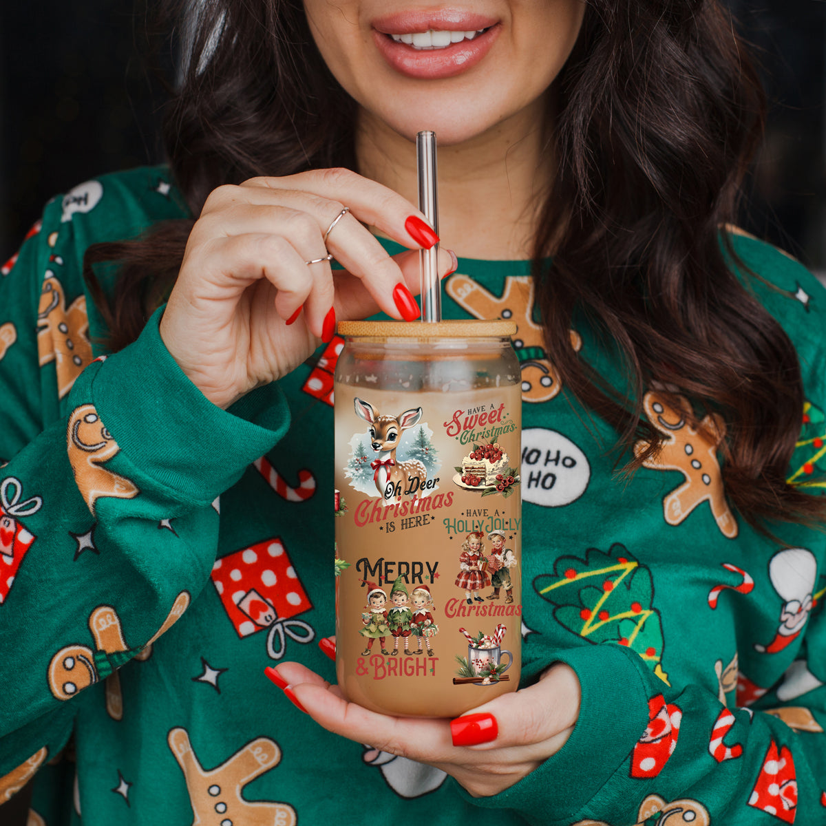 Vintage Christmas Glass Tumbler — 17 oz