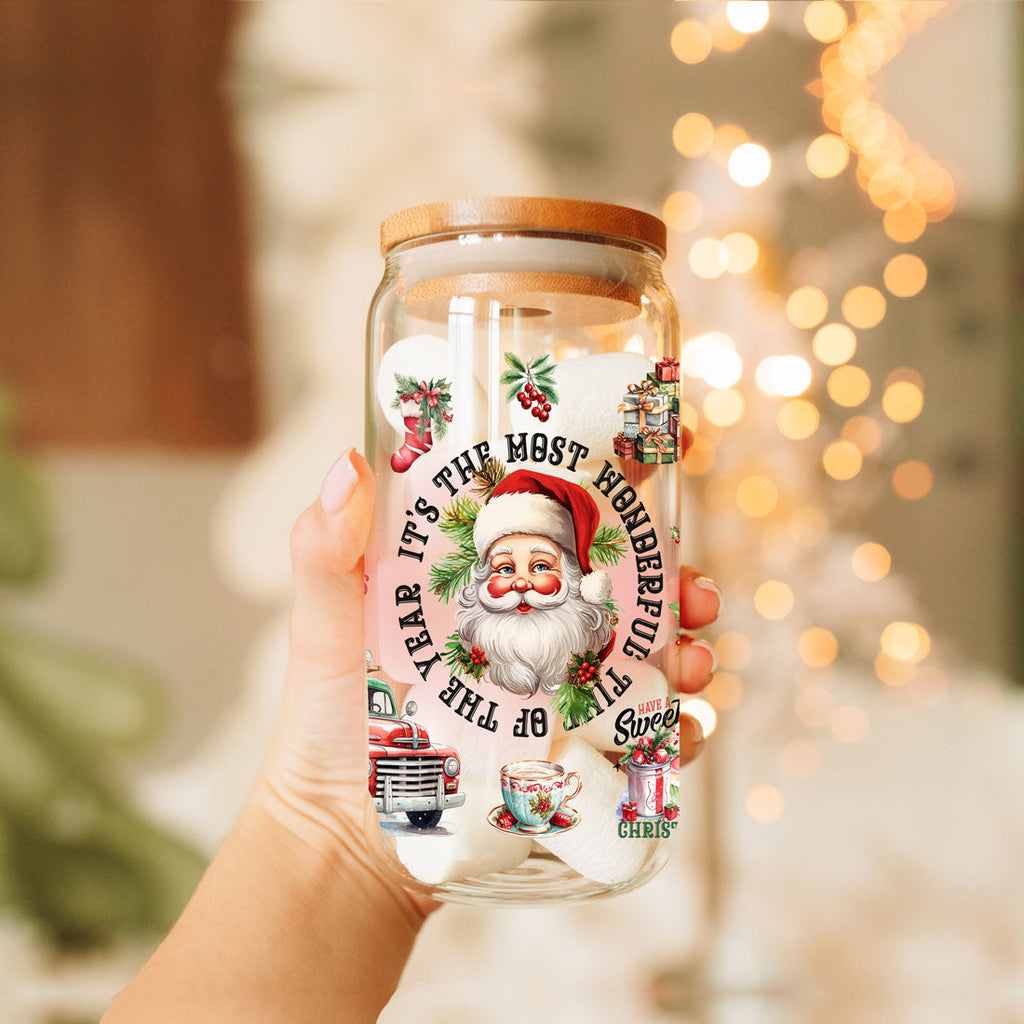 Vintage Christmas Glass Tumbler — 17 oz