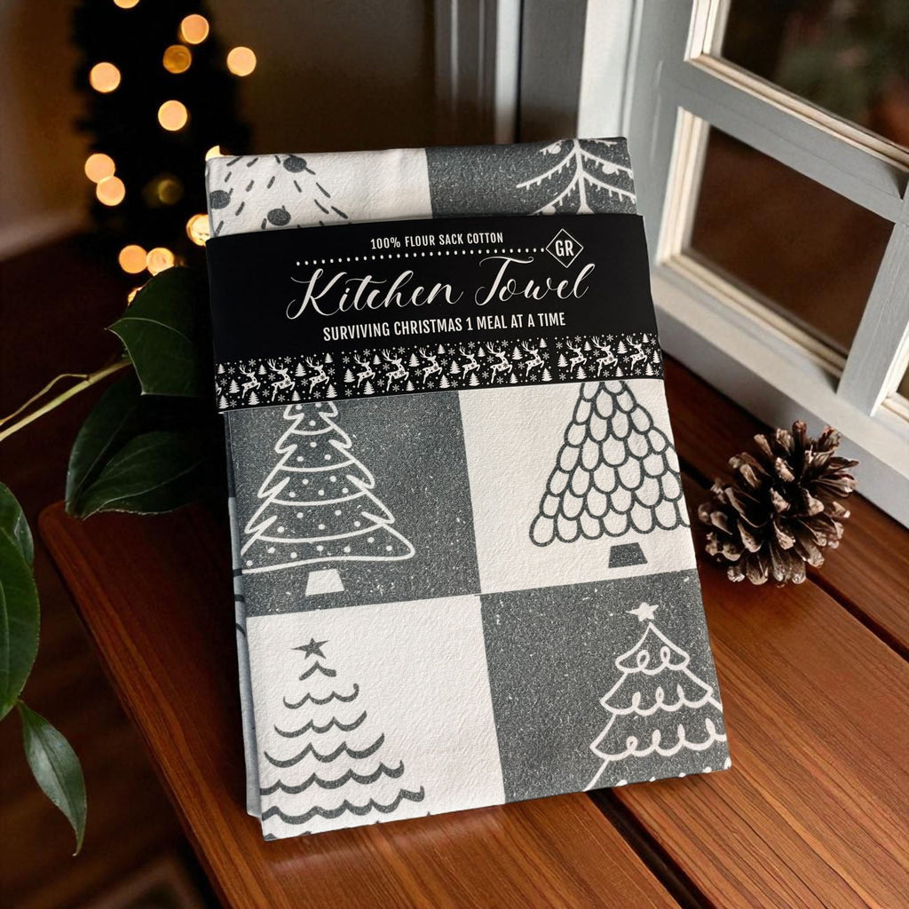 Christmas Flour Sack Kitchen Towel — Choice of Holiday Design