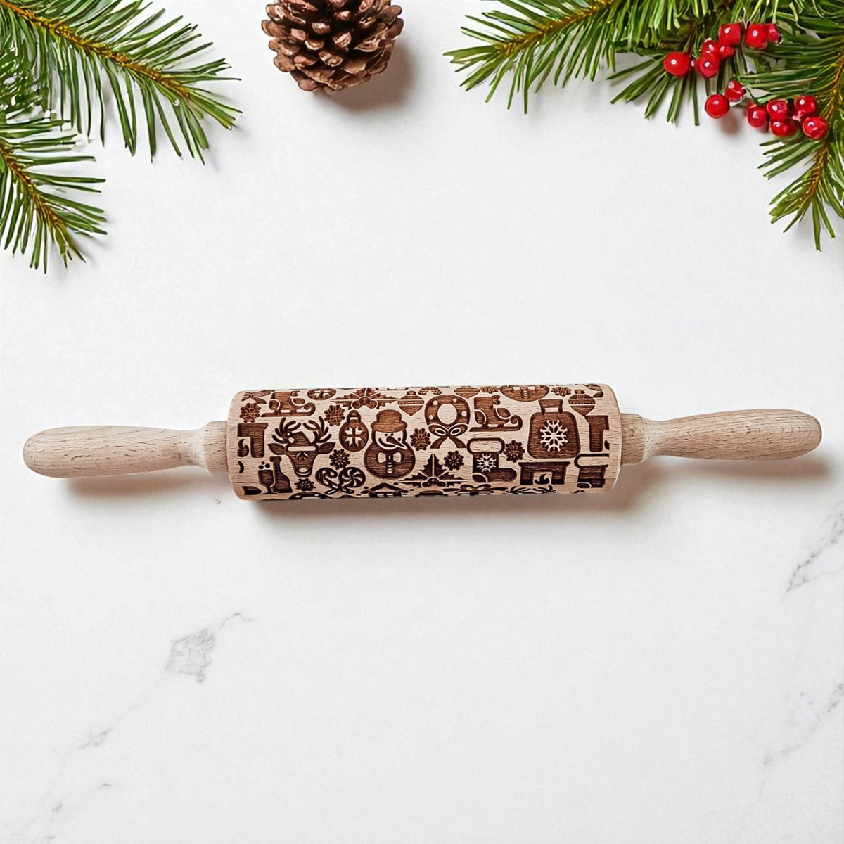 Christmas Embossed Rolling Pin — Choice of Design