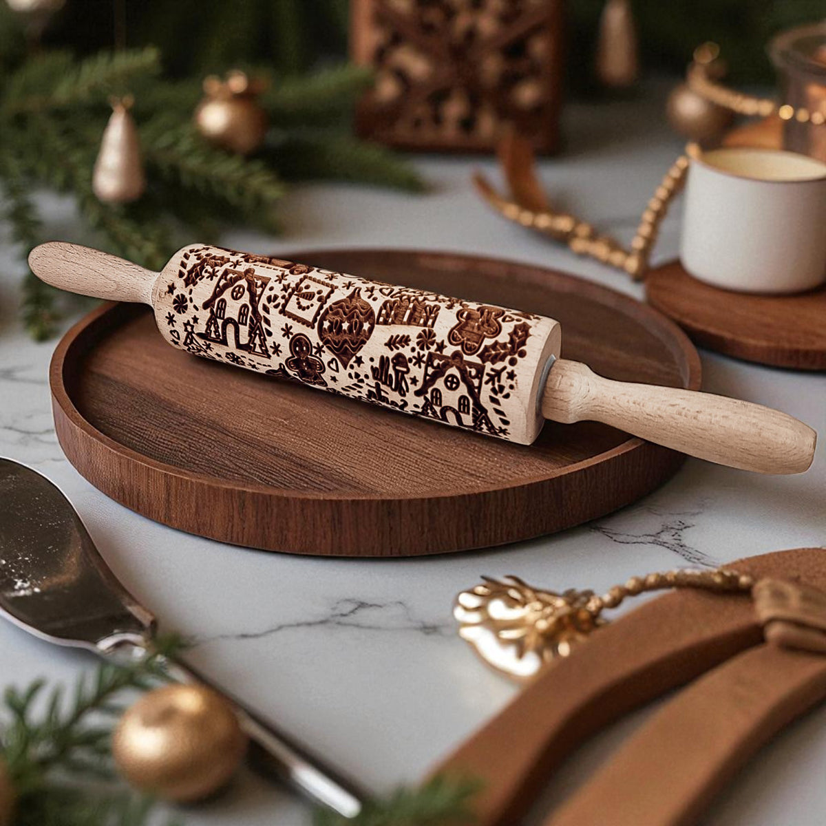 Christmas Embossed Rolling Pin — Choice of Design