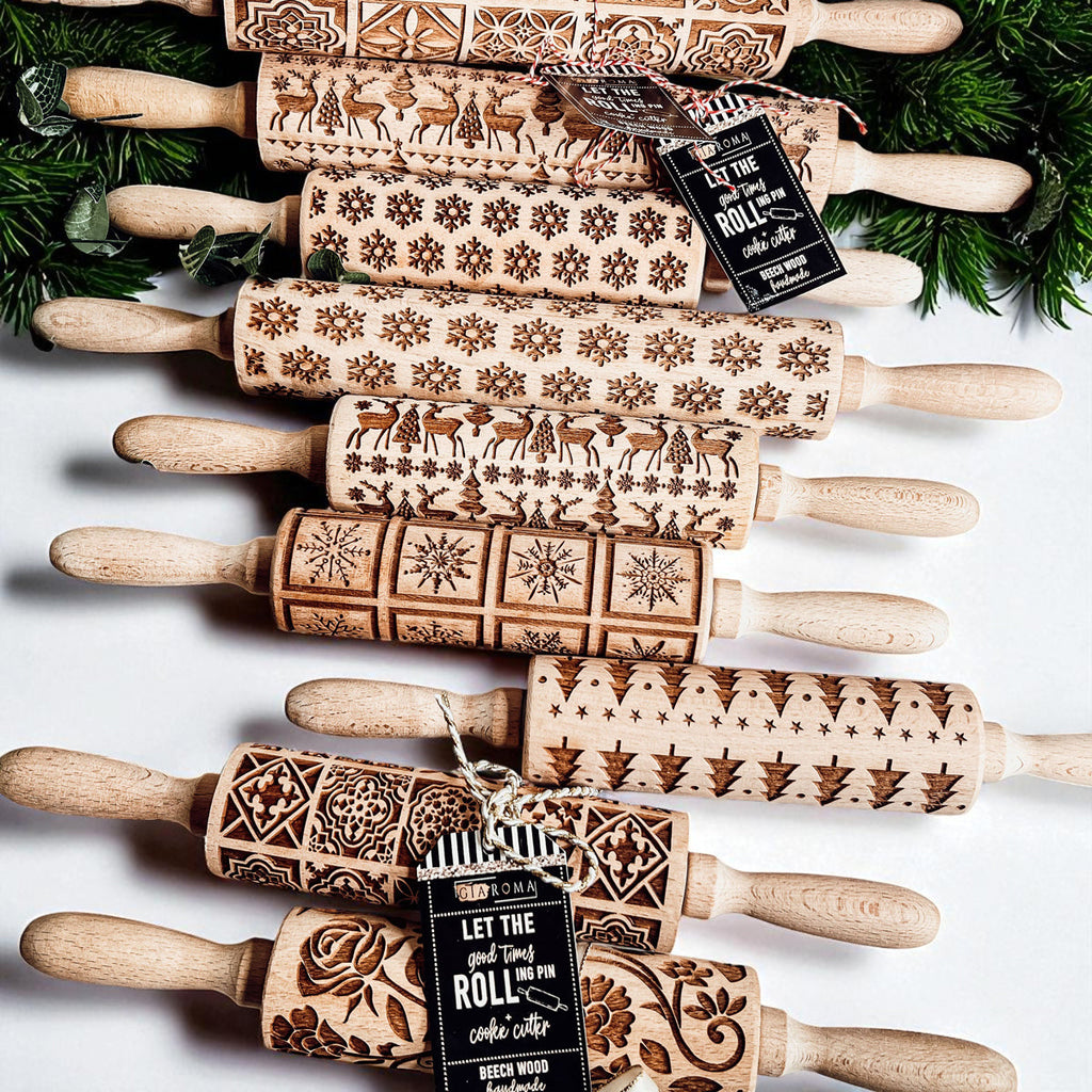 Christmas Embossed Rolling Pin — Choice of Design