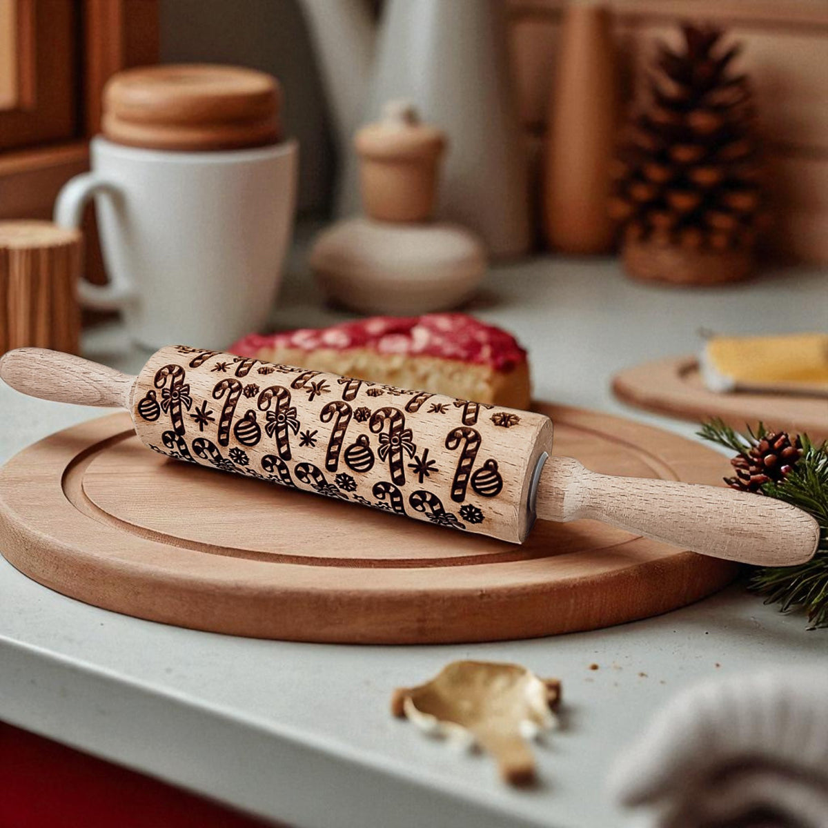 Christmas Embossed Rolling Pin — Choice of Design