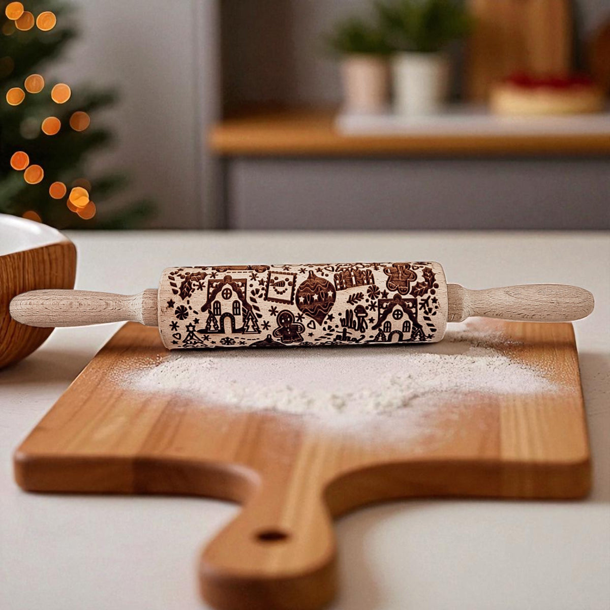 Christmas Embossed Rolling Pin — Choice of Design