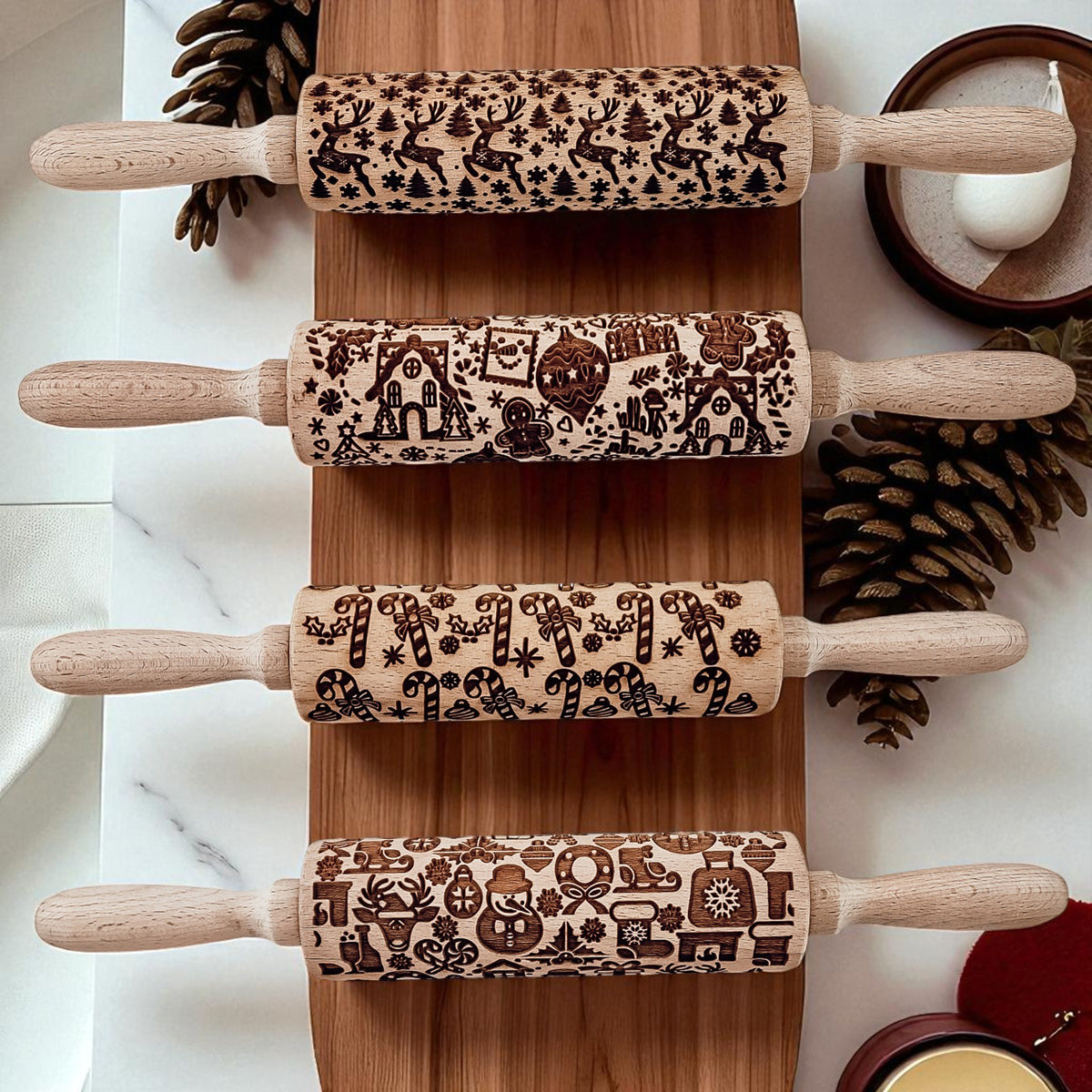 Christmas Embossed Rolling Pin — Choice of Design