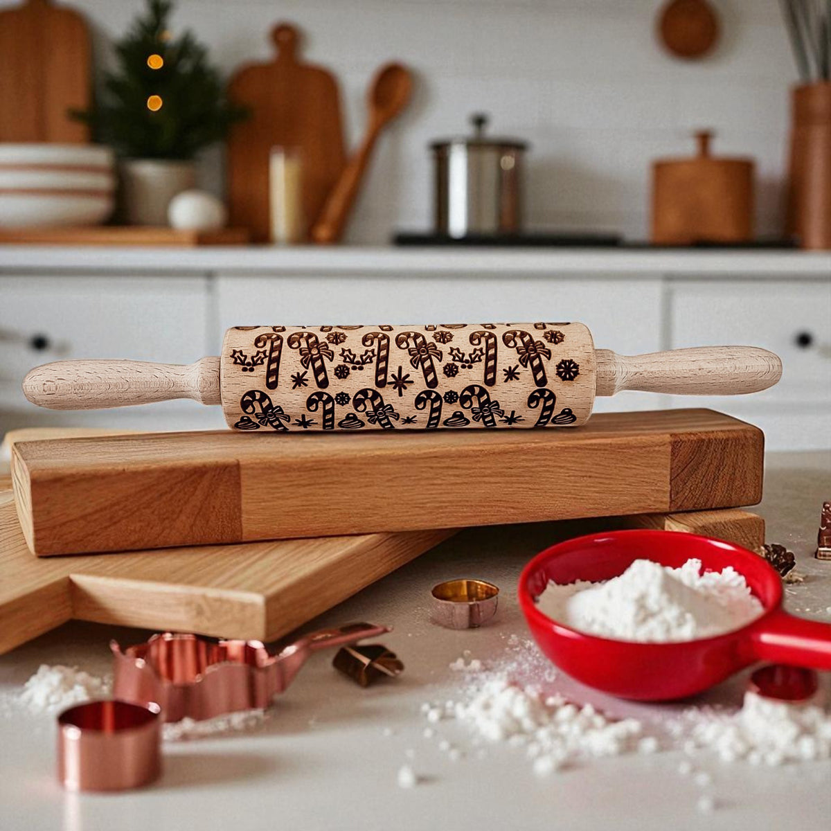 Christmas Embossed Rolling Pin — Choice of Design