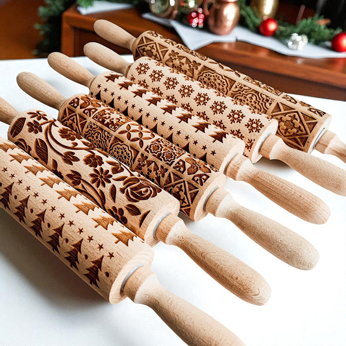 Christmas Embossed Rolling Pin — Choice of Design
