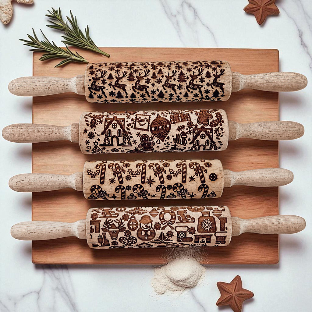 Christmas Embossed Rolling Pin — Choice of Design