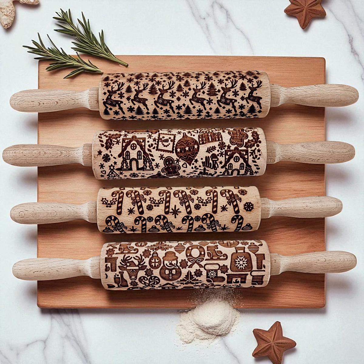 Christmas Embossed Rolling Pin — Choice of Design
