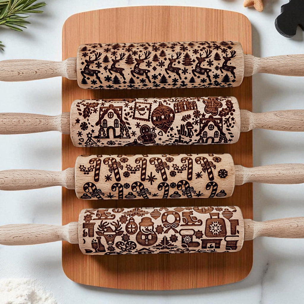 Christmas Embossed Rolling Pin — Choice of Design