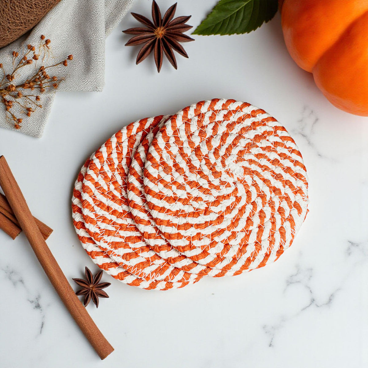 Braided Fall Fabric Coasters — Choice of Set
