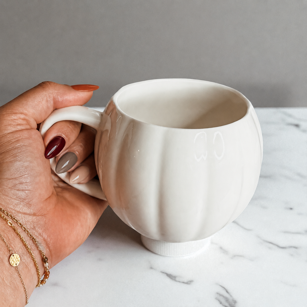 Pumpkin-Shaped Ceramic Mug — 16.8 oz