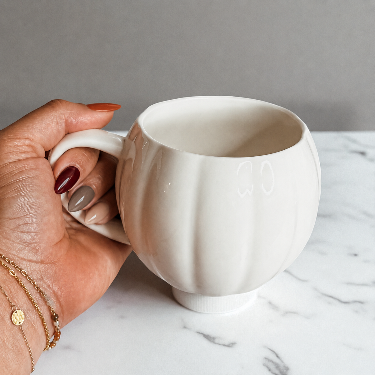 Pumpkin-Shaped Ceramic Mug — 16.8 oz