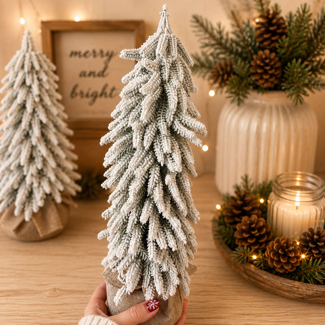 Snow-Covered Tabletop Christmas Trees